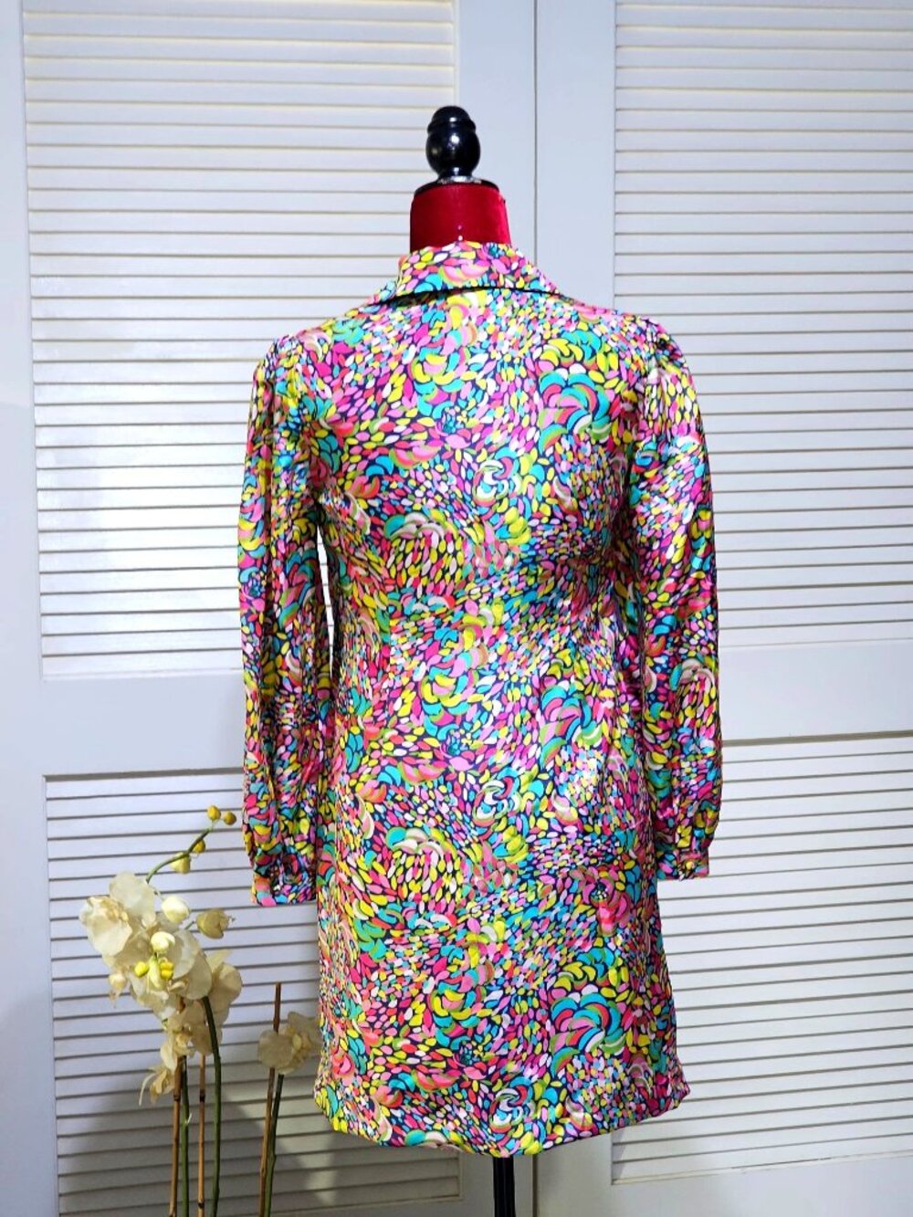 Lilly Pulitzer Women's Silk Booty Caw Print Long Sleeves Tunic Dress Sz 2 2566 - Picture 5 of 11